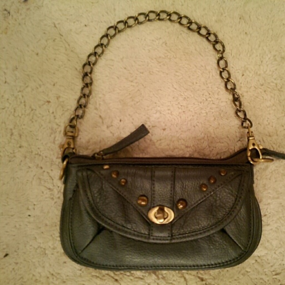 Lulla Bella Leather Pewter Wristlet